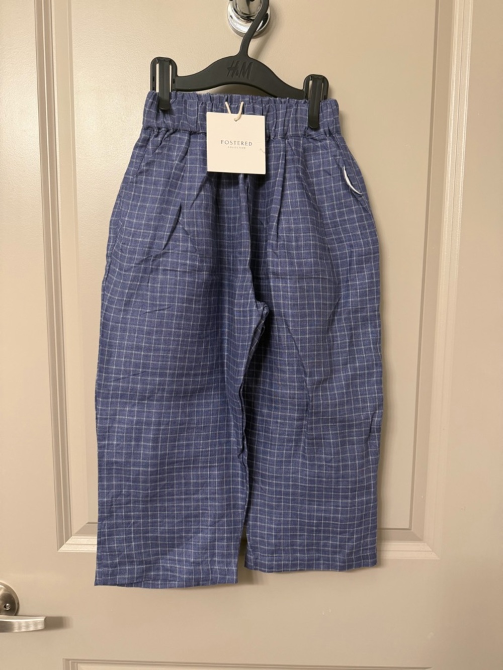 Fostered Kids Blue Checked Wide-Leg Joggers